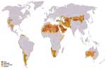 Mapa de localización de los desiertos más importantes del mundo