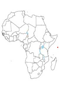 Mapa de localización de los países más chicos de África