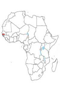 Mapa de localización de los países más chicos del África continental