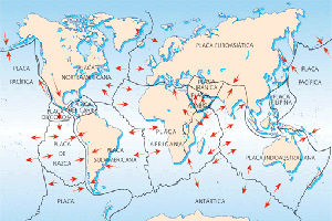 Distribución de las placas tectónicas en la Tierra
