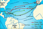 Las diferentes travesías efectuadas por Colón hacia América
