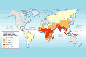 Mapa de localización de los países subdesarrollados en el mundo