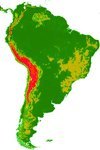 Mapa de la Cordillera de Los Andes, en Sudamérica