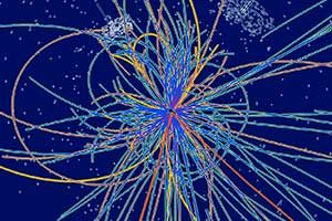 Hipotética presencia del bosón de Higgs tras una colisión de partículas