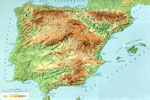 Mapa físico de la península Ibérica
