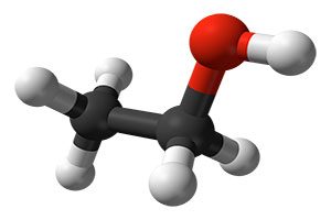 Molécula de etanol o alcohol etílico