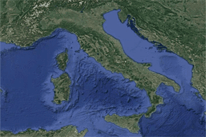 Situación de la península Itálica en la parte central del sur de Europa