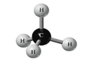 Molécula de metano, uno de los hidrocarburos