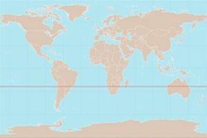 Mapa de localización del Trópico de Capricornio, en el hemisferio Sur