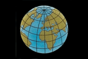 Planisferio terrestre, surcado por líneas de latitud y longitud